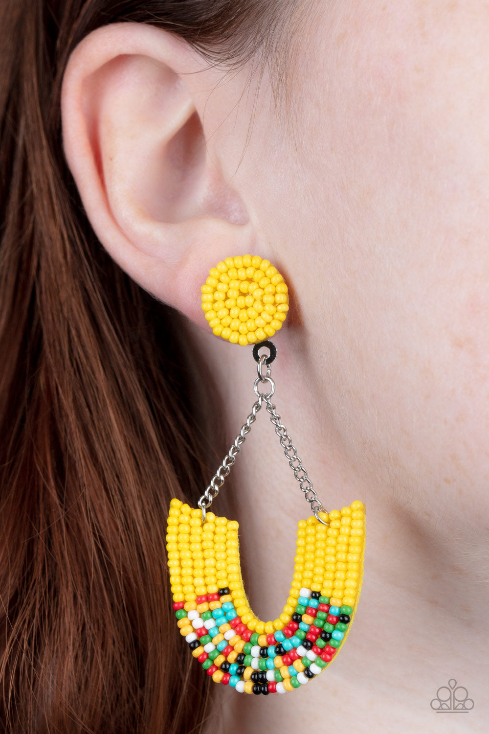 Paparazzi Accessories - Make it RAINBOW #E624 - Yellow Earrings