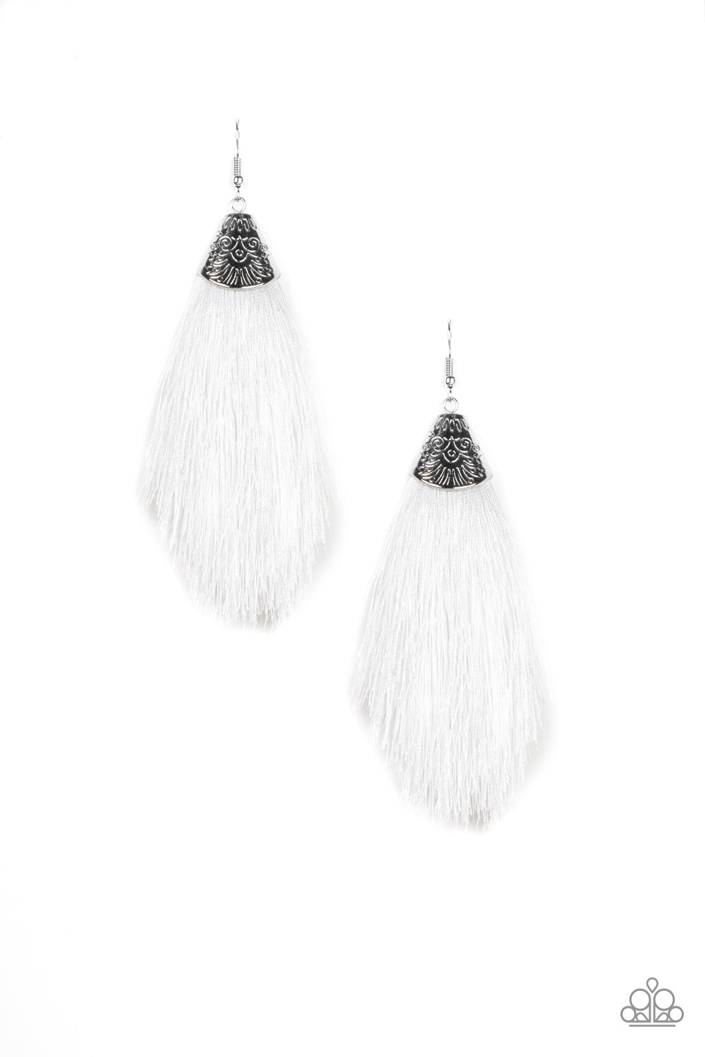Tassel Temptress - White Earring - TheMasterCollection